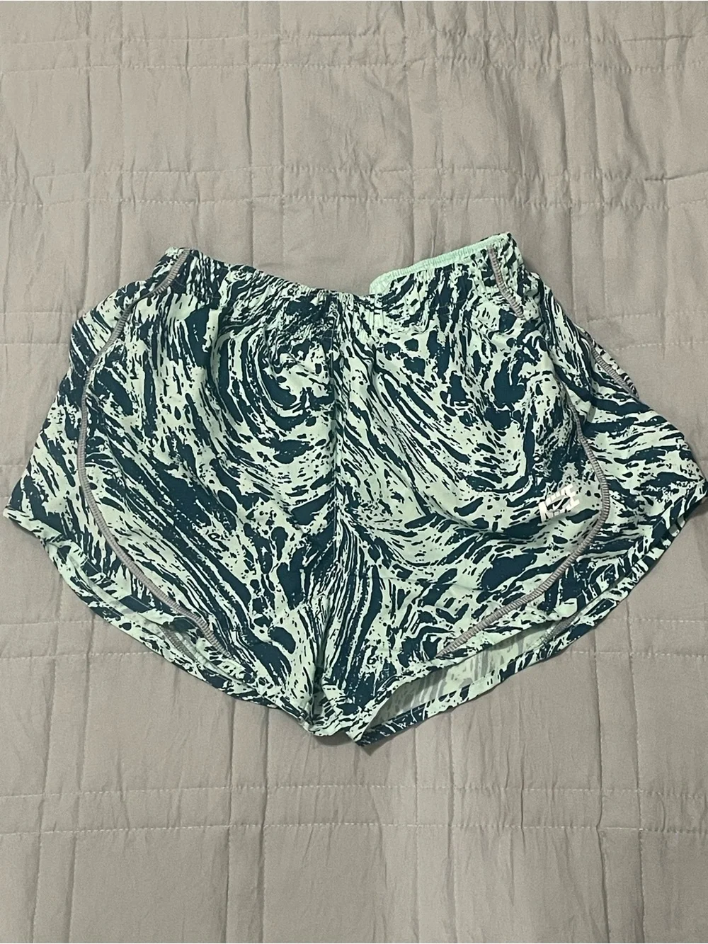 Nike Mint and Teal Marble-Print Athletic Shorts